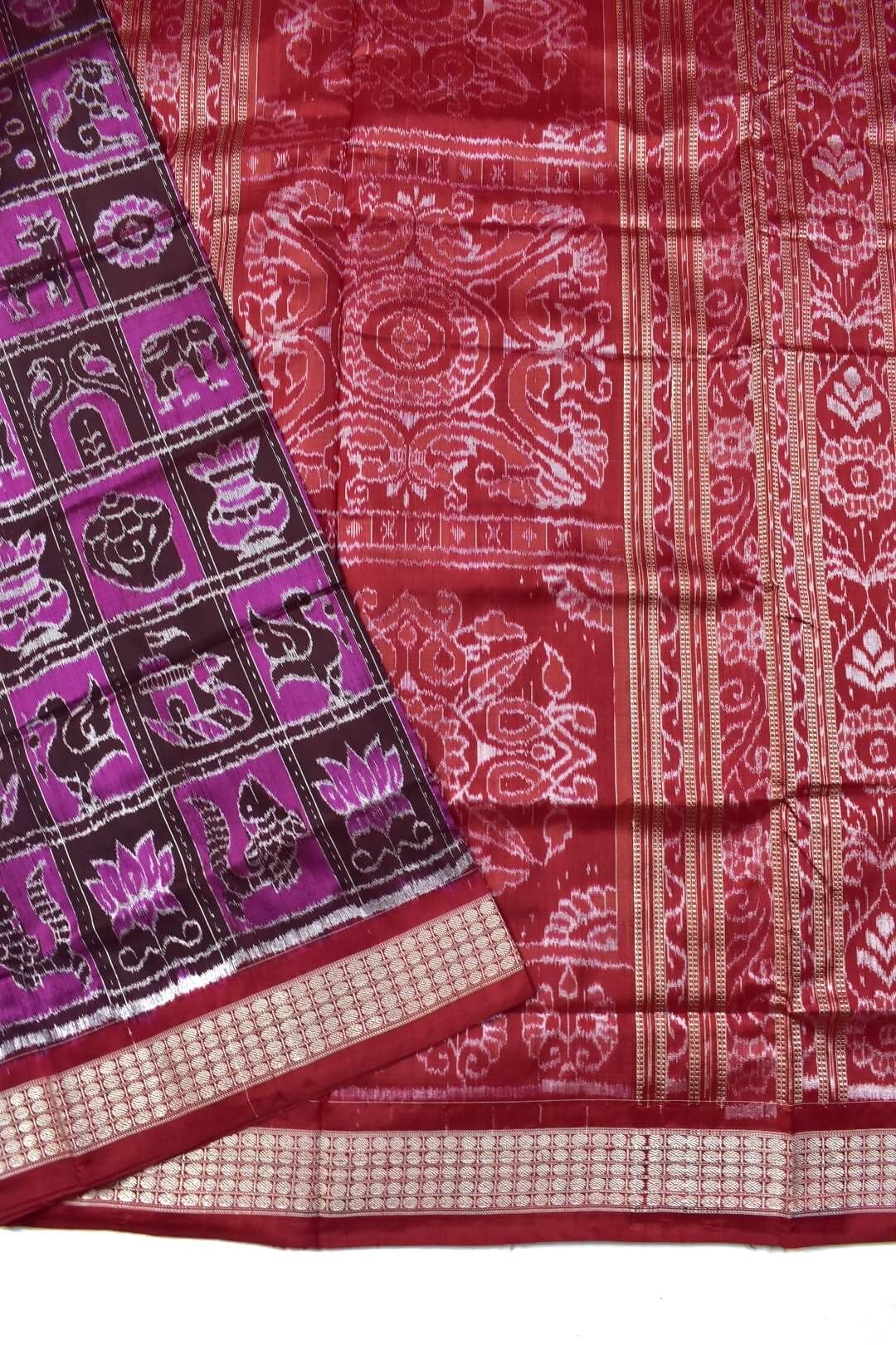 Coffe Colour Nabakothi Design Sambalpuri Handloom Bandha Silk Saree - Image 3