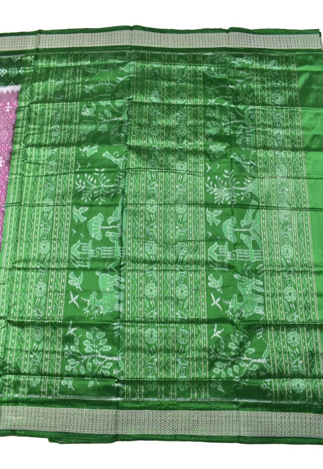 Lite Colour Tribal Design Sambalpuri Handloom Bandha Silk Saree - Image 2