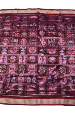 Coffe-Maroon Combination Nabakothi Design Sambalpuri Handloom Bandha Silk Saree
