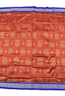 Orange Colour Sambalpuri Handloom Bandha Silk Saree