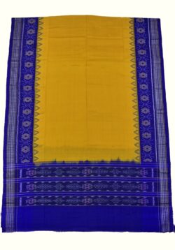Yellow-Blue Sambalpuri Handloom Cotton Dupatta