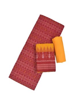 Red Colour Sambalpuri Handloom Cotton Dress Material