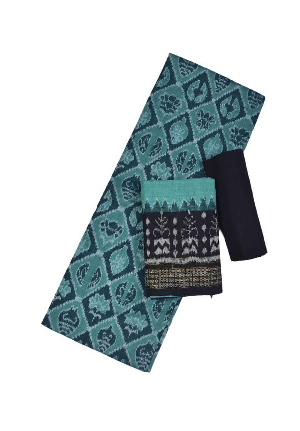 Rama Green Colour Sambalpuri Handloom Cotton Dress Material