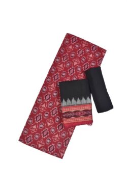 Red Colour Sambalpuri Handloom Cotton Dress Material