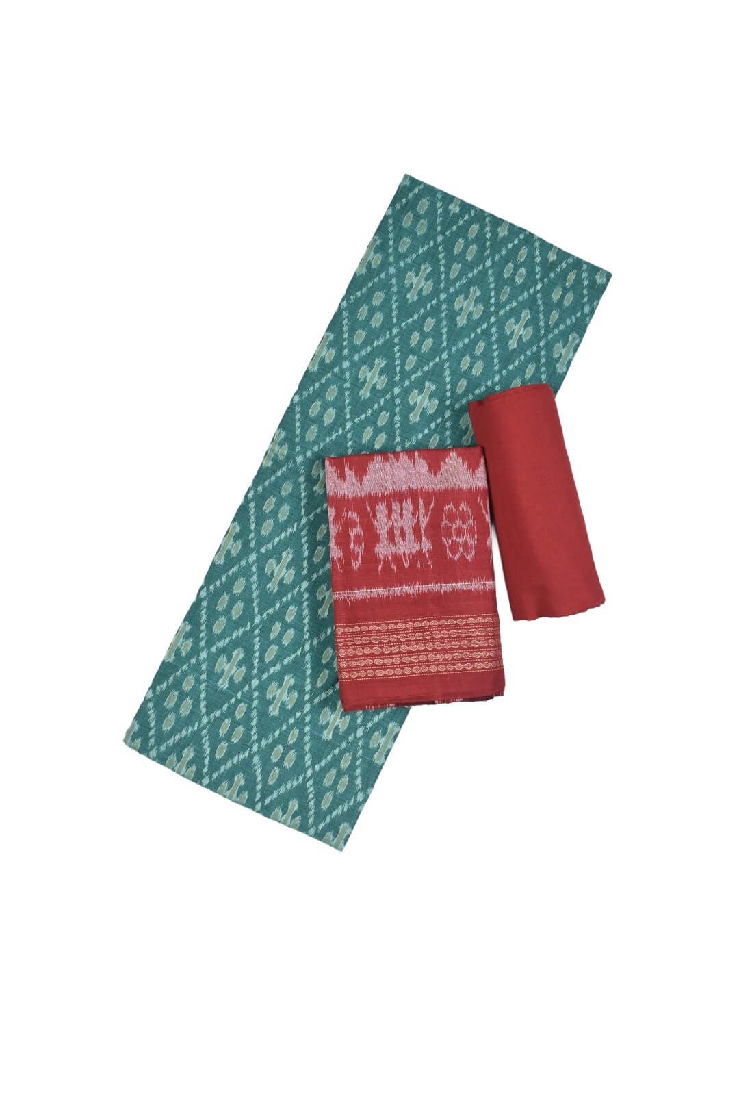 Rama Green Colour Sambalpuri Handloom Cotton Dress Material