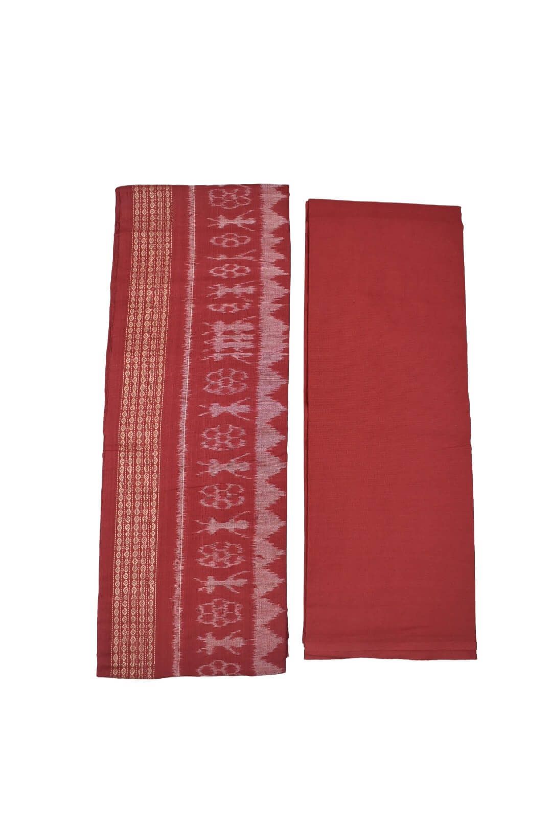 Rama Green Colour Sambalpuri Handloom Cotton Dress Material - Image 2