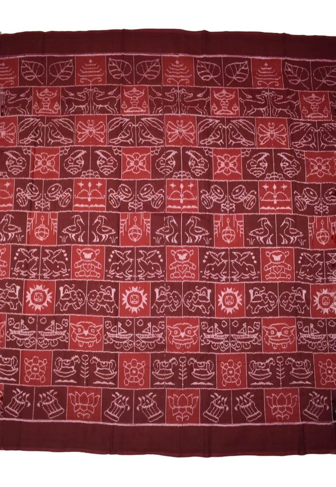 Red Colour Sambalpuri Handloom Cotton Dress Material - Image 5