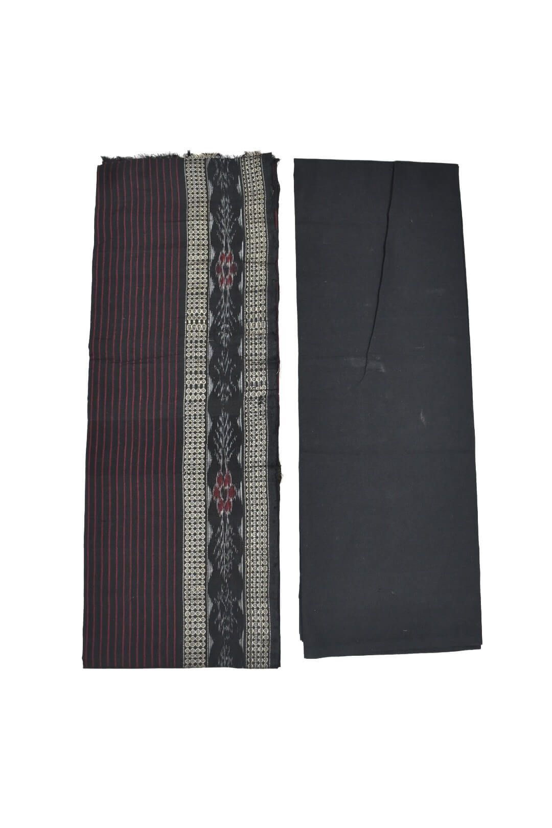 Red Colour Sambalpuri Handloom Cotton Dress Material - Image 2