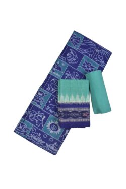 Blue Colour Sambalpuri Handloom Cotton Dress Material