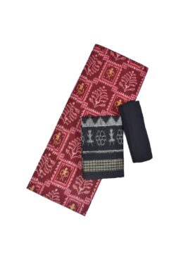 Maroon Colour Sambalpuri Handloom Cotton Dress Material