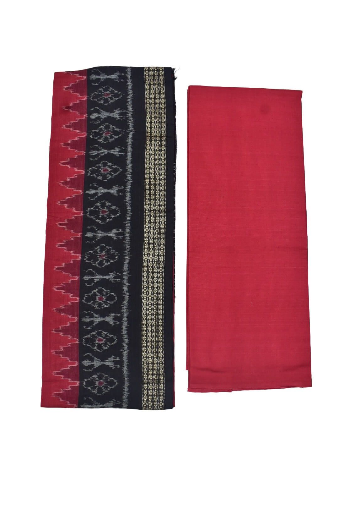 Black Colour Tribal Design Sambalpuri Handloom Cotton Dress Material - Image 2