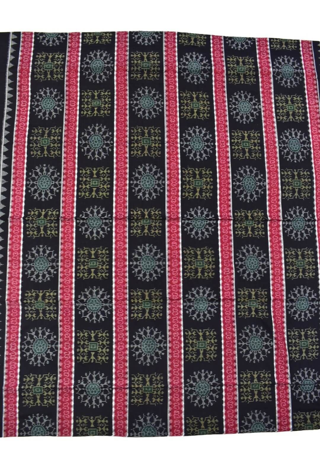 Black Colour Tribal Design Sambalpuri Handloom Cotton Dress Material - Image 4