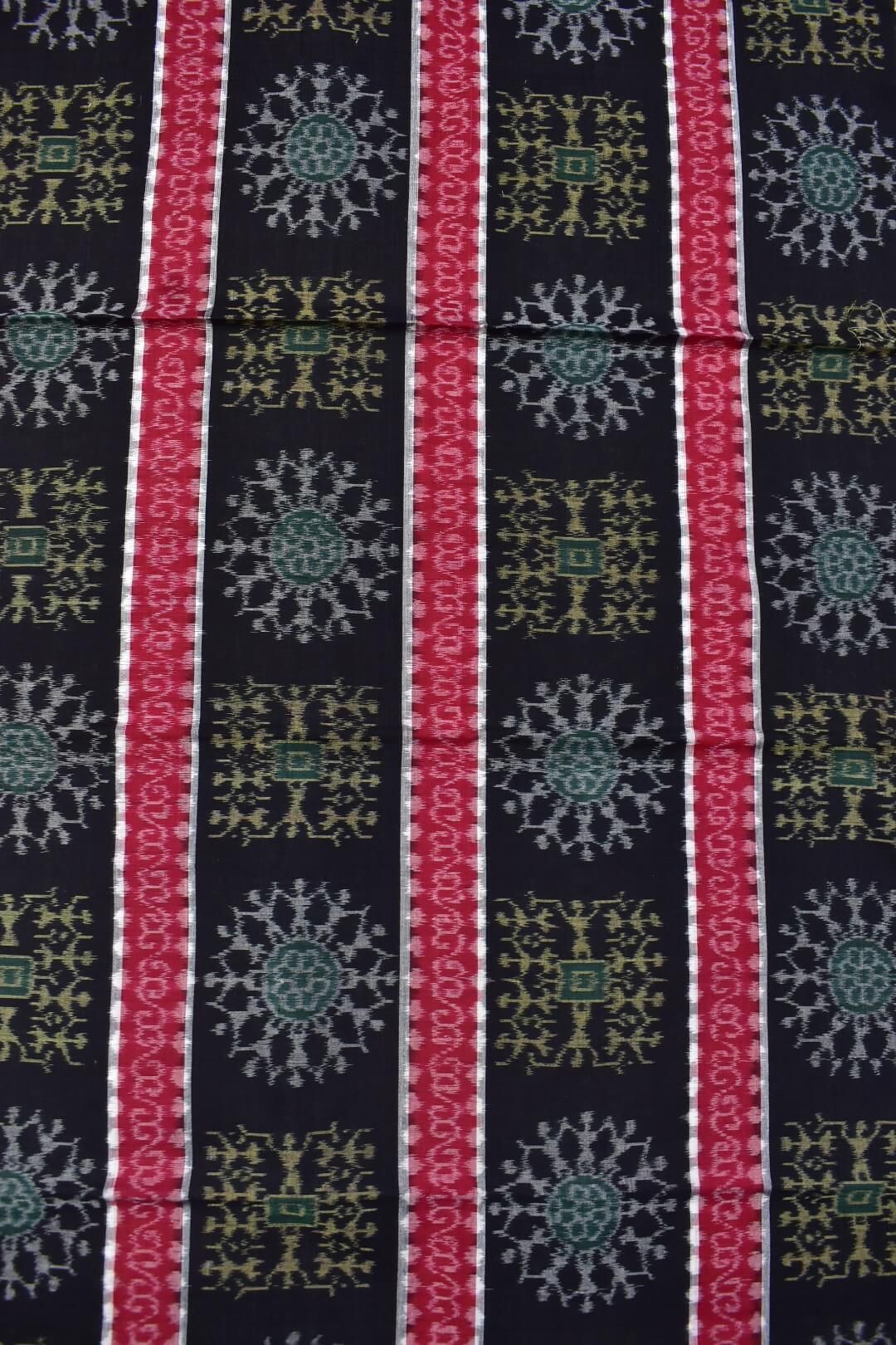 Black Colour Tribal Design Sambalpuri Handloom Cotton Dress Material - Image 5
