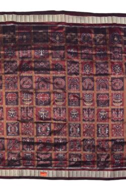 Maroon-Coffe Combination Nabakothi Design Sambalpuri Handloom Bandha Silk Saree