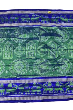 Green Colour Double Border Sambalpuri Handloom Bandha Silk Saree