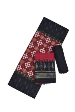 Black-Red Sambalpuri Handloom Cotton Dress Material