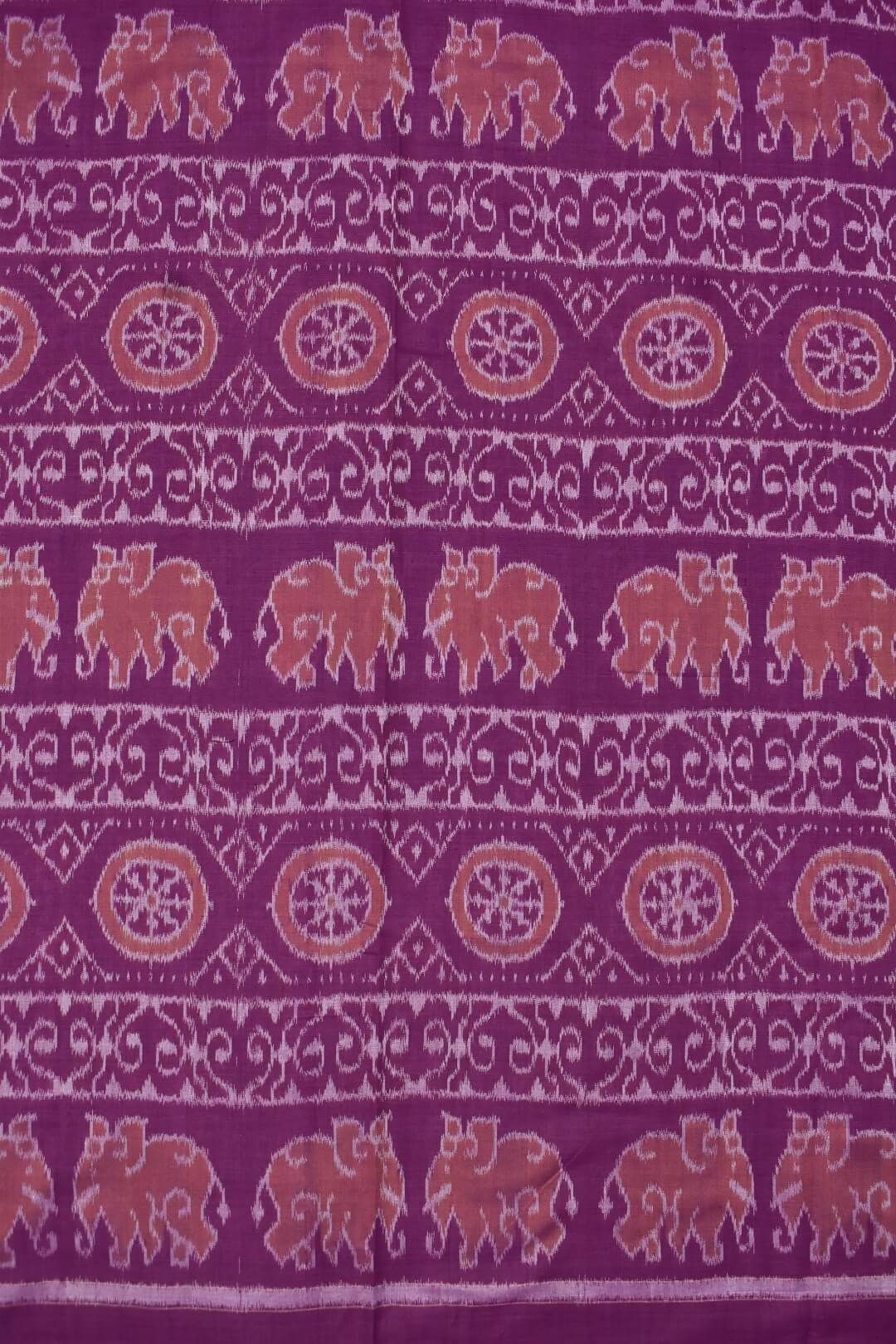 Pink Colour Elephant Design Sambalpuri Handloom Cotton Dress Material - Image 5