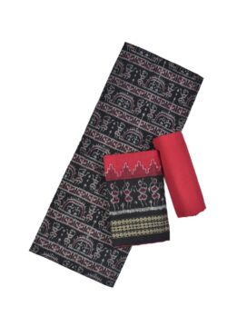 Balck Colour Tribal Design Sambalpuri Handloom Cotton Dress Material