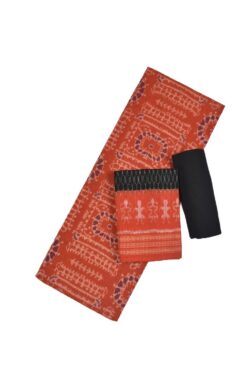 Orange Colour Sambalpuri Handloom Cotton Dress Material