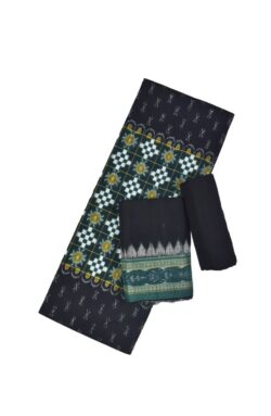 Black-Green Pasapali Design Sambalpuri Handloom Cotton Dress Material