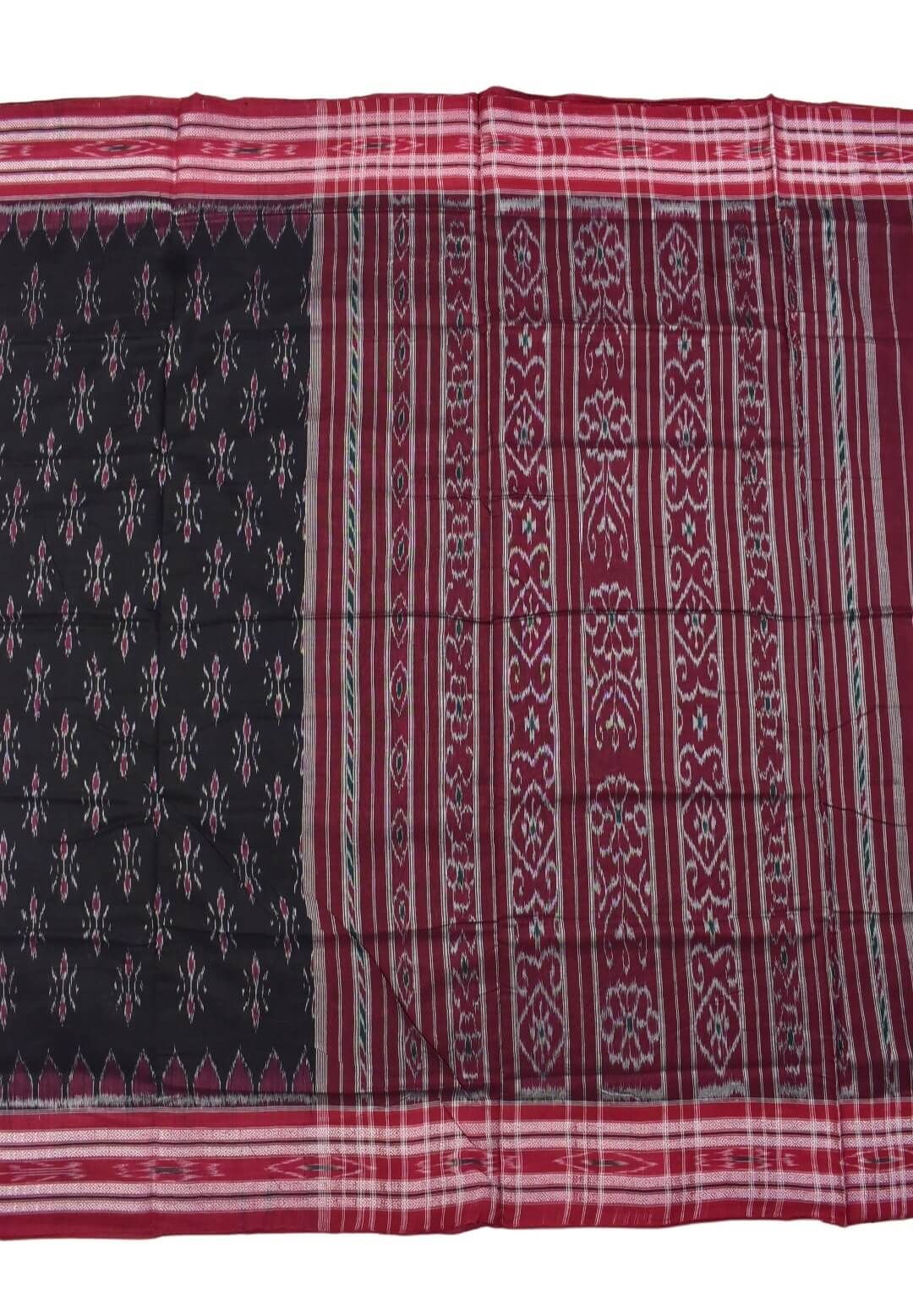 Black Colour Sambalpuri Handloom Mania Bandha Cotton Saree - Image 2