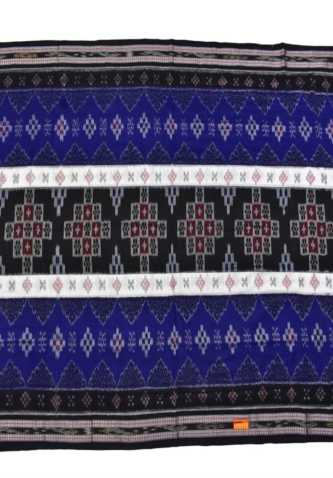 Blue-Black Pasapali Design Sambalpuri Handloom Mania Bandha Cotton Saree