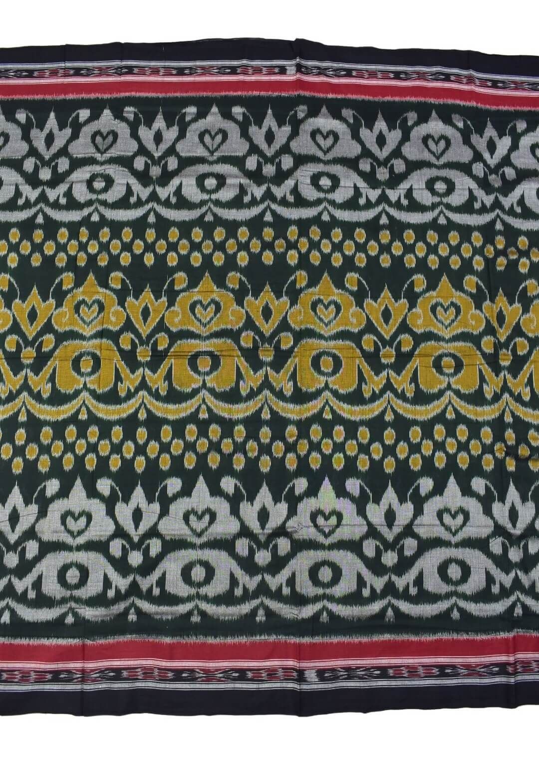Hunter Green Colour Sambalpuri Handloom Mania Bandha Cotton Saree