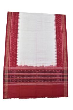 White-Red Sambalpuri Handloom Cotton Dupatta