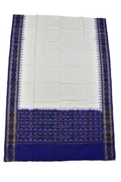 White-Blue Sambalpuri Handloom Cotton Dupatta