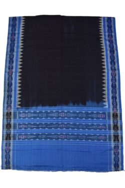 Black-Tee blue Combination Sambalpuri Handloom Cotton Dupatta