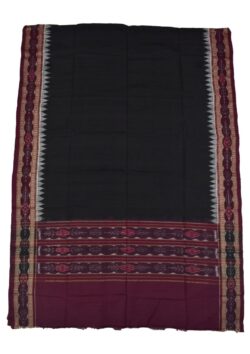 Black-Maroon Sambalpuri Handloom Cotton Dupatta