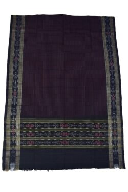 Maroon-Black Sambalpuri Handloom Cotton Dupatta