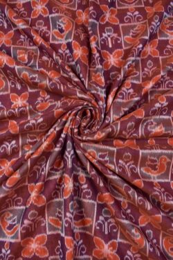 Orange Colour Sambalpuri Handloom Cotton Fabrics
