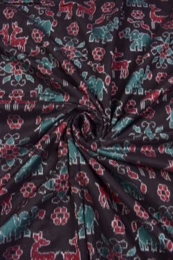 Coffe Colour Animal Design Sambalpuri Handloom Cotton Fabric