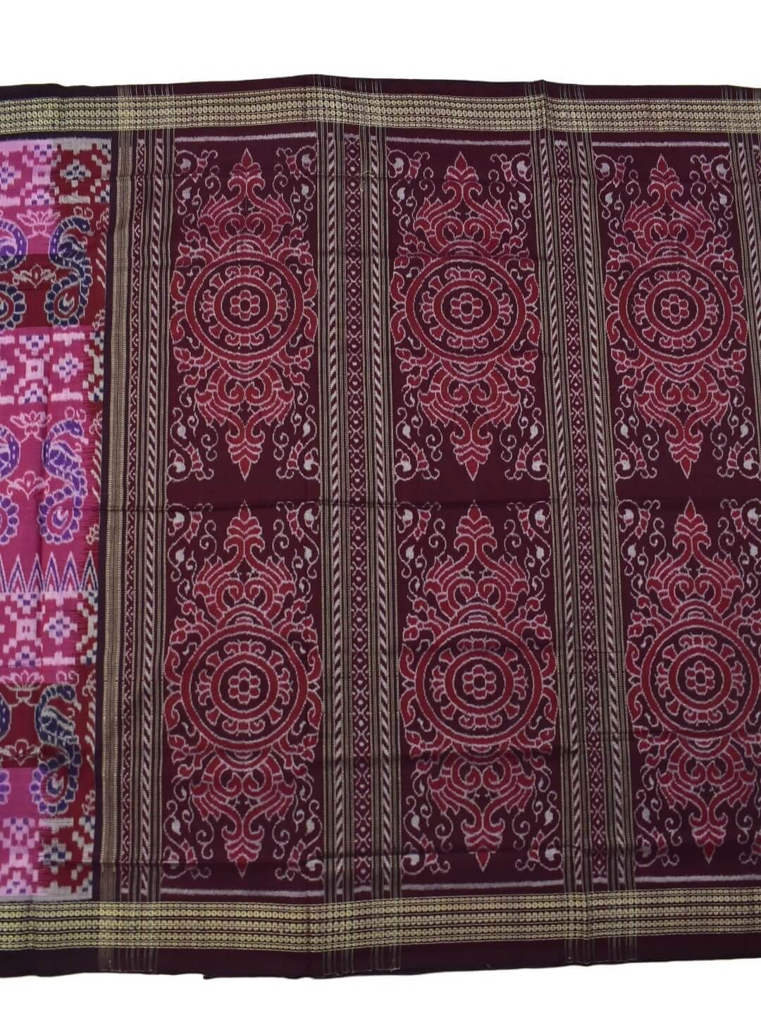 Pink Colour Sambalpuri Handloom Bandha Cotton Saree - Image 2