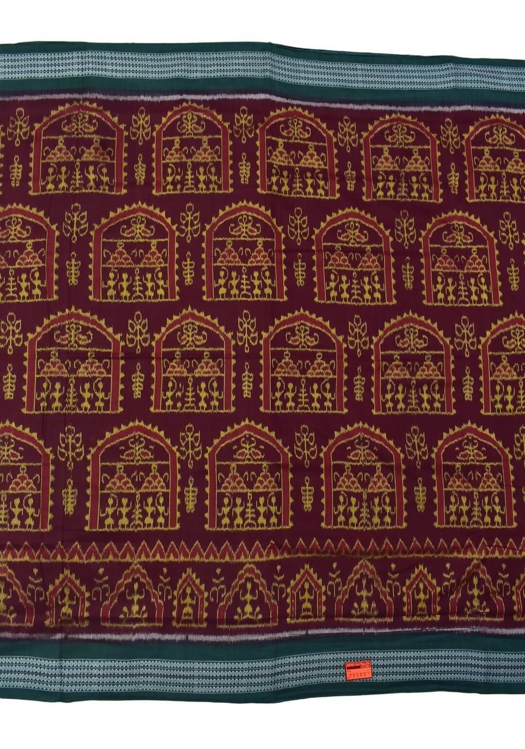 Maroon Colour Sambalpuri Handloom Bandha Cotton Saree