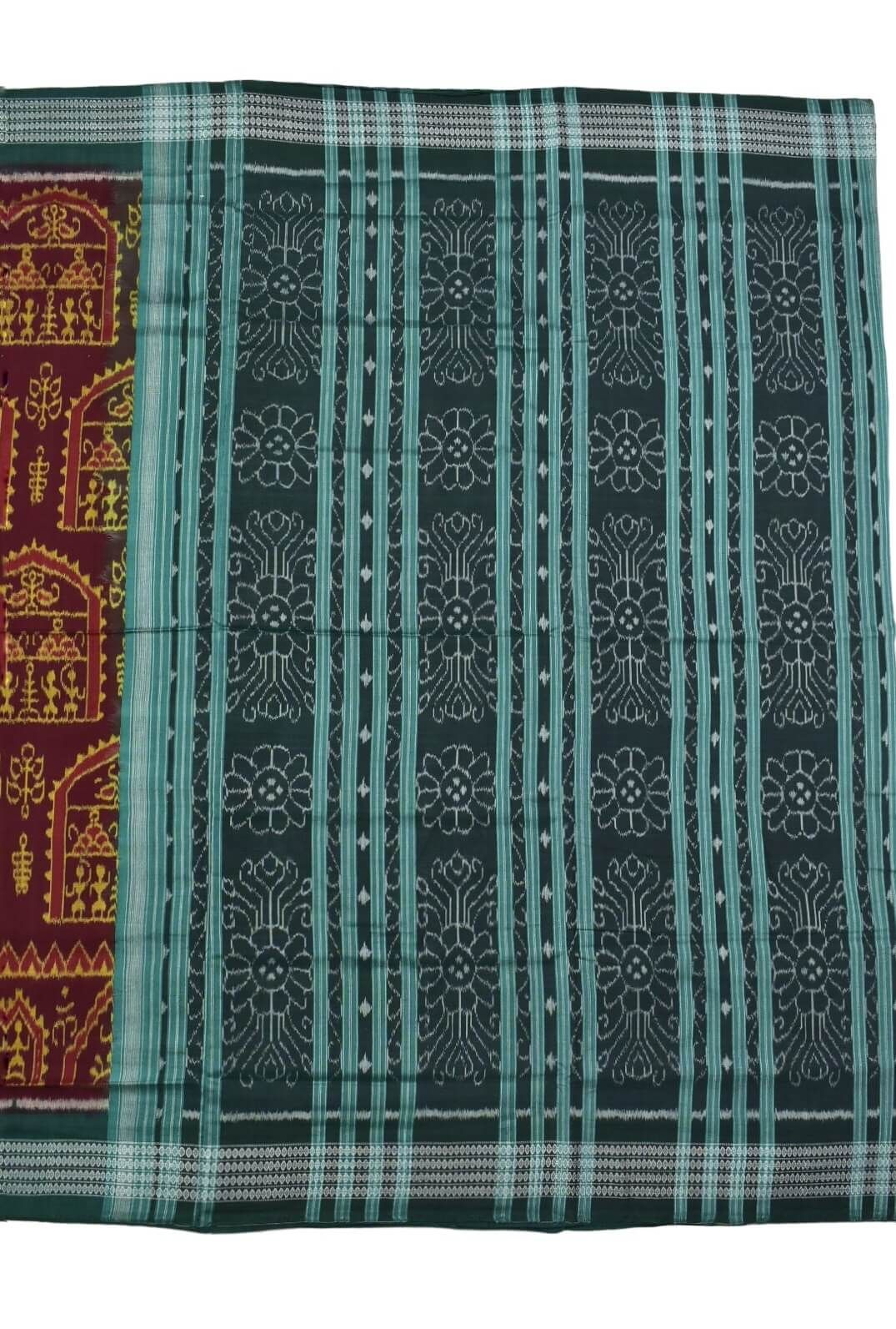 Maroon Colour Sambalpuri Handloom Bandha Cotton Saree - Image 2