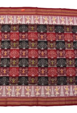 Red-Black Tribal Design Sambalpuri Handloom Bandha Cotton Saree