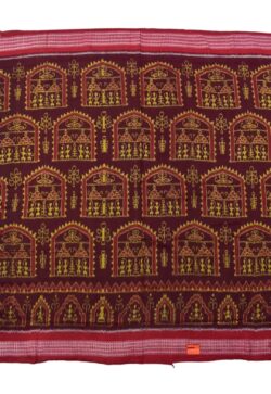 Maroon Colour Tribal Design Sambalpuri Handloom Bandha Cotton Saree