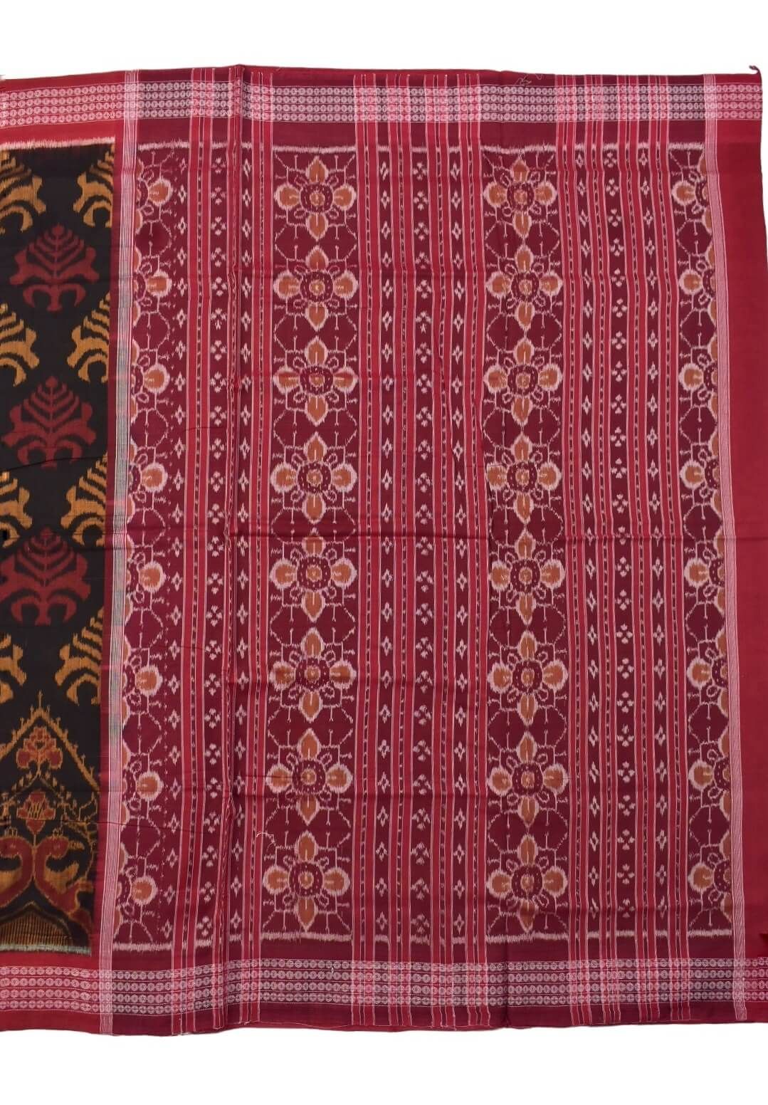 Black Colour Sambalpuri Handloom Bandha Cotton Saree - Image 2