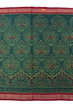 Green Colour Peacock Design Sambalpuri Handloom Bandha Cotton Saree