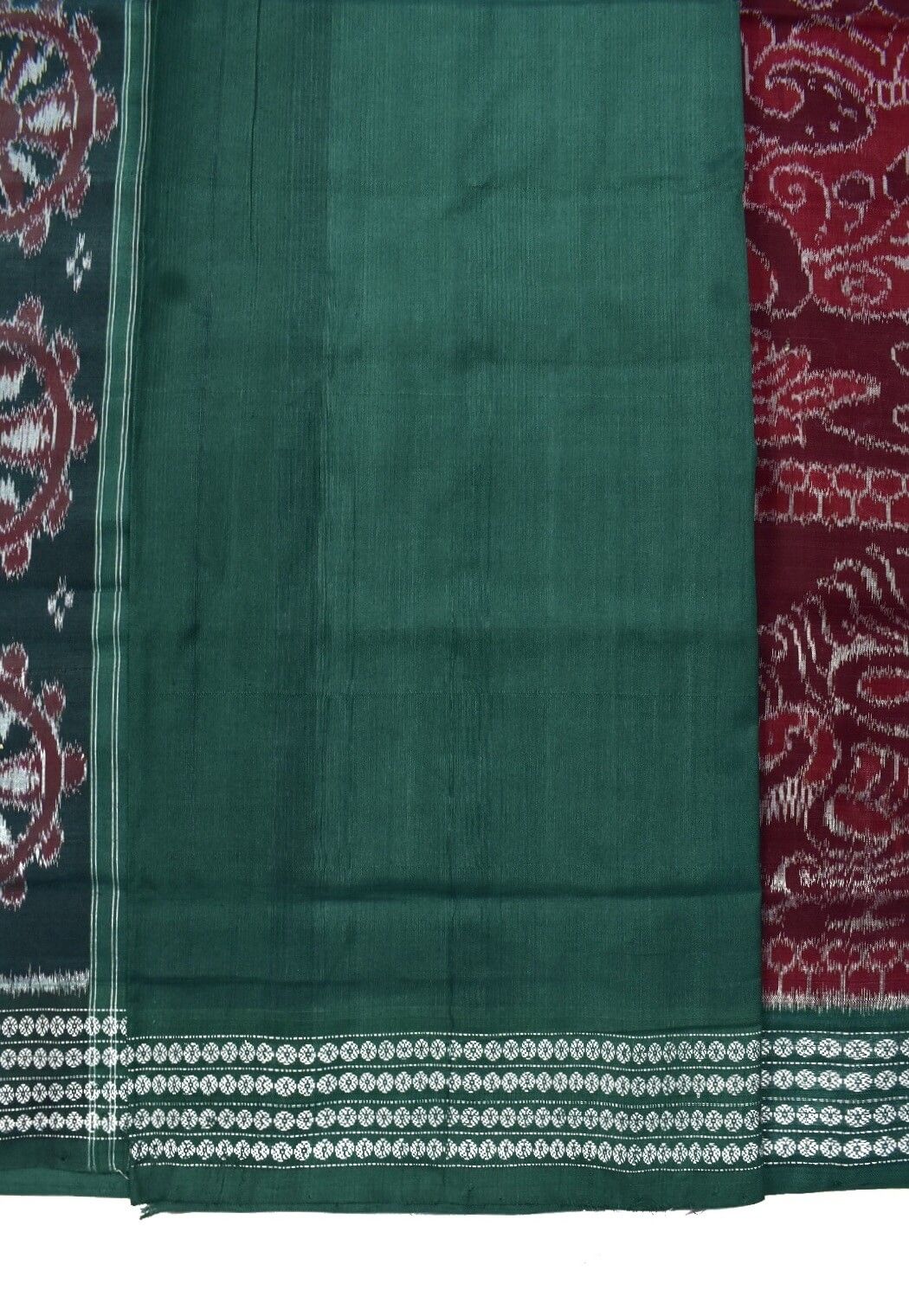 Maroon Colour Sambalpuri Handloom Cotton Bandha Saree - Image 5