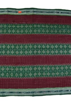 Maroon-Green Sambalpuri Handloom Mania Bandha Cotton Saree