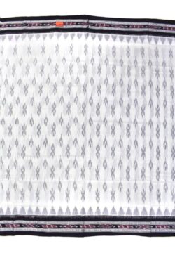 White-Black Sambalpuri Handloom Mania Bandha Cotton Saree