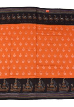 Orange Colour Boita Design Sambalpuri Handloom Mania Bandha Cotton Saree