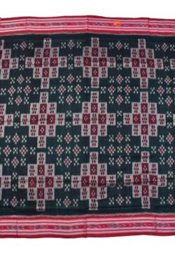 Deep Green Colour Pasapali Design Sambalpuri Handloom Mania Bandha Cotton Saree