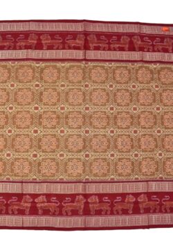 Mustard Colour Double Border Sambalpuri Handloom Bandha Cotton Saree