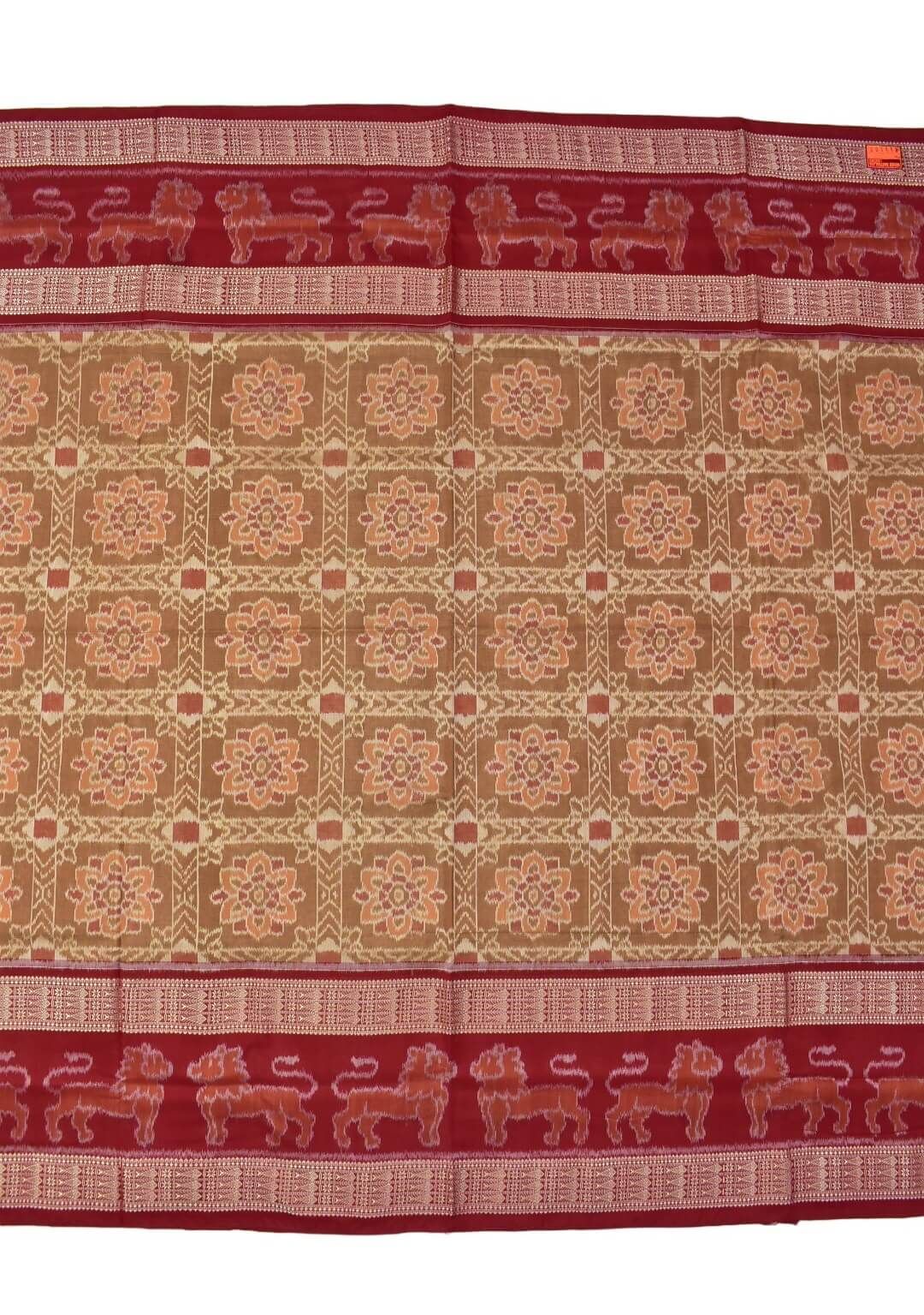 Mustard Colour Double Border Sambalpuri Handloom Bandha Cotton Saree
