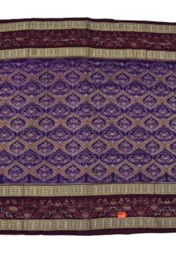 Violet Colour Double Border Sambalpuri Handloom Bandha Cotton Saree