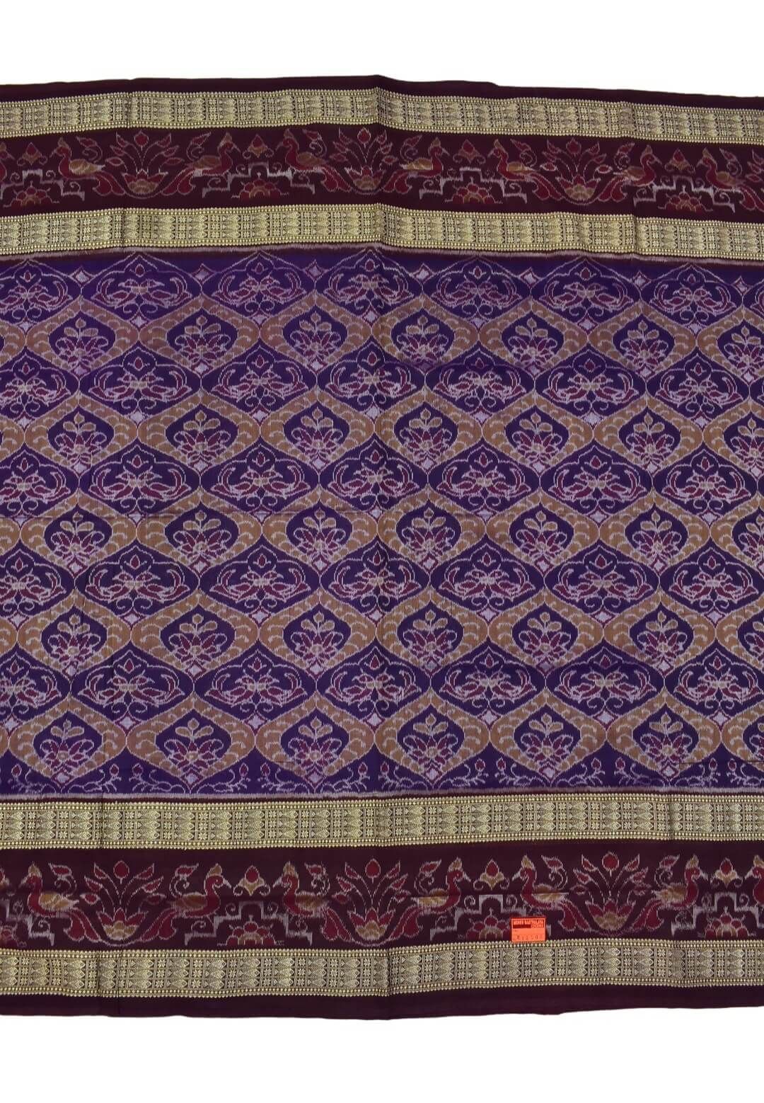 Violet Colour Double Border Sambalpuri Handloom Bandha Cotton Saree